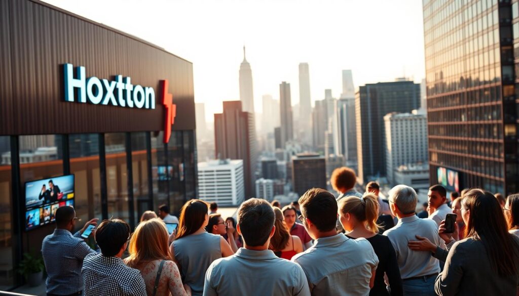 A high-resolution image depicting the Hoxtoon Provider, America's premier IPTV service. In the foreground, a sleek, modern office building with the Hoxtoon logo prominently displayed. The middle ground showcases a group of diverse customers enjoying live 4K content on various devices, including smart TVs, tablets, and smartphones. The background features a bustling cityscape, representing Hoxtoon's nationwide reach and connectivity. The scene is bathed in warm, natural lighting, conveying a sense of reliability and professionalism. The overall atmosphere exudes a feeling of cutting-edge technology, customer satisfaction, and the convenience of accessing live 4K IPTV channels anytime, anywhere. A high-resolution image depicting the Hoxtoon Provider, America's premier IPTV service. In the foreground, a sleek, modern office building with the Hoxtoon logo prominently displayed. The middle ground showcases a group of diverse customers enjoying live 4K content on various devices, including smart TVs, tablets, and smartphones. The background features a bustling cityscape, representing Hoxtoon's nationwide reach and connectivity. The scene is bathed in warm, natural lighting, conveying a sense of reliability and professionalism. The overall atmosphere exudes a feeling of cutting-edge technology, customer satisfaction, and the convenience of accessing live 4K IPTV channels anytime, anywhere.