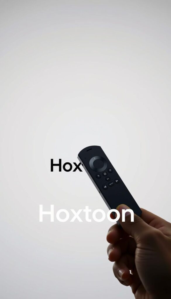 A clean, minimalist design showcasing a Firestick device prominently displayed against a neutral background. The Firestick is shown from an angle, highlighting its sleek profile and connectivity ports. In the foreground, a hand holds the Firestick, creating a sense of scale and interaction. The background features subtle gradients or textures to provide depth and visual interest without distracting from the main subject. Prominent in the composition is the "Hoxtoon Provider" brand name, displayed in a modern, legible typeface that complements the overall aesthetic. The image conveys a sense of simplicity, quality, and the convenience of accessing free IPTV services on a Firestick device through the Hoxtoon platform.