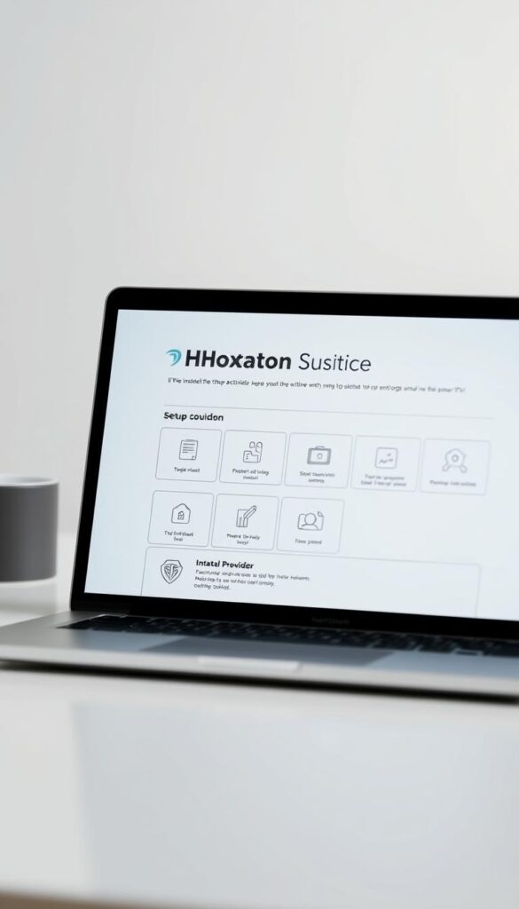 A clean, minimalist setup guide for the Hoxtoon Provider IPTV service. The guide is displayed on a modern laptop or tablet screen, with the Hoxtoon logo prominently featured. The background is a soft, blurred gradient in a calming color palette. The guide itself features clear, step-by-step instructions with easy-to-understand icons and illustrations, guiding the user through the installation and activation process. The overall impression is one of simplicity, professionalism, and user-friendliness, reflecting the high-quality nature of the Hoxtoon IPTV service.