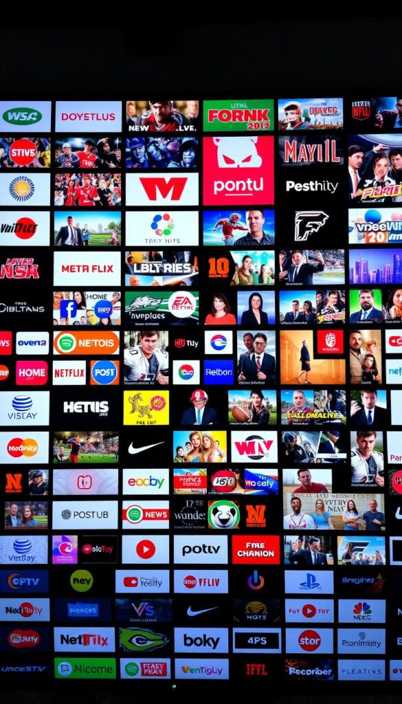 A detailed and vibrant IPTV channel lineup, showcasing the unparalleled content library offered by Hoxtoon Provider. In the foreground, a sleek and modern interface displays a grid of channel logos, neatly organized and easily navigable. The middle ground features a variety of high-definition content thumbnails, ranging from live news and sports to the latest blockbuster movies and TV shows. In the background, a soft, cinematic lighting creates a sense of depth and immersion, subtly highlighting the breadth and quality of the Hoxtoon Provider's offering. The overall composition conveys a sense of professionalism, sophistication, and the sheer scale of the Hoxtoon Provider's content ecosystem.