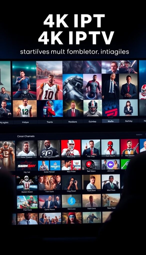 A high-quality 4K IPTV app with a vast selection of over 21,000 premium HD channels, featuring the Hoxtoon Provider brand. The app's sleek user interface showcases a diverse array of live streams, ranging from news and sports to movies and entertainment. Sophisticated camera angles and dramatic lighting emphasize the extensive channel options, with a vibrant, immersive atmosphere. The app's seamless performance and reliable connectivity are highlighted, inviting the user to explore the boundless entertainment at their fingertips.