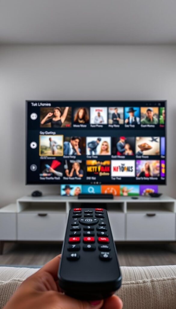 A high-quality, ultra-HD premium IPTV service from Hoxtoon Provider, showcasing a sleek and modern user interface. The screen displays a diverse range of live TV channels, movies, and on-demand content, all presented in stunning 4K resolution with vibrant colors and crisp details. In the foreground, a remote control symbolizes the seamless user experience, while the background depicts a minimalist living room setting, emphasizing the integration of this premium IPTV service into a comfortable home environment. The overall scene conveys the legal and licensed nature of the content, providing a secure and reliable streaming experience for discerning viewers.