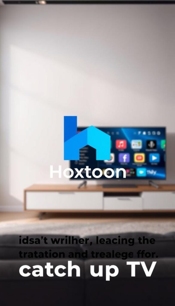 A high-quality, well-lit image of the Hoxtoon Provider IPTV catch up TV service logo and user interface, showcasing its sleek and modern design. The logo should be prominently displayed in the foreground, with the UI elements neatly arranged in the middle ground. The background should depict a clean, minimalist environment, perhaps with a subtle gradient or texture to create a sense of depth and sophistication. The lighting should be soft and directional, accentuating the brand's visual identity and highlighting the key features of the service. The overall composition should convey a sense of professionalism, reliability, and user-friendliness, suitable for inclusion in an article about the leading IPTV providers for catch up TV in the US.