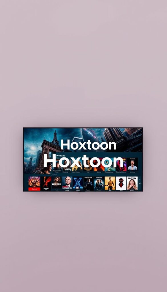 A sleek and modern interface showcasing a vast collection of high-definition movies and TV shows, with the Hoxtoon Provider logo prominently displayed. The foreground features a cinematic scene with vibrant colors and intricate details, capturing the essence of a premium IPTV service. The middle ground includes a curated selection of popular titles, emphasizing the breadth and depth of the VOD library. The background is a softly blurred, cinematic cityscape, evoking a sense of urban sophistication and technological advancement. The overall image conveys the high-quality, diverse, and accessible nature of the Hoxtoon Provider's IPTV offering.