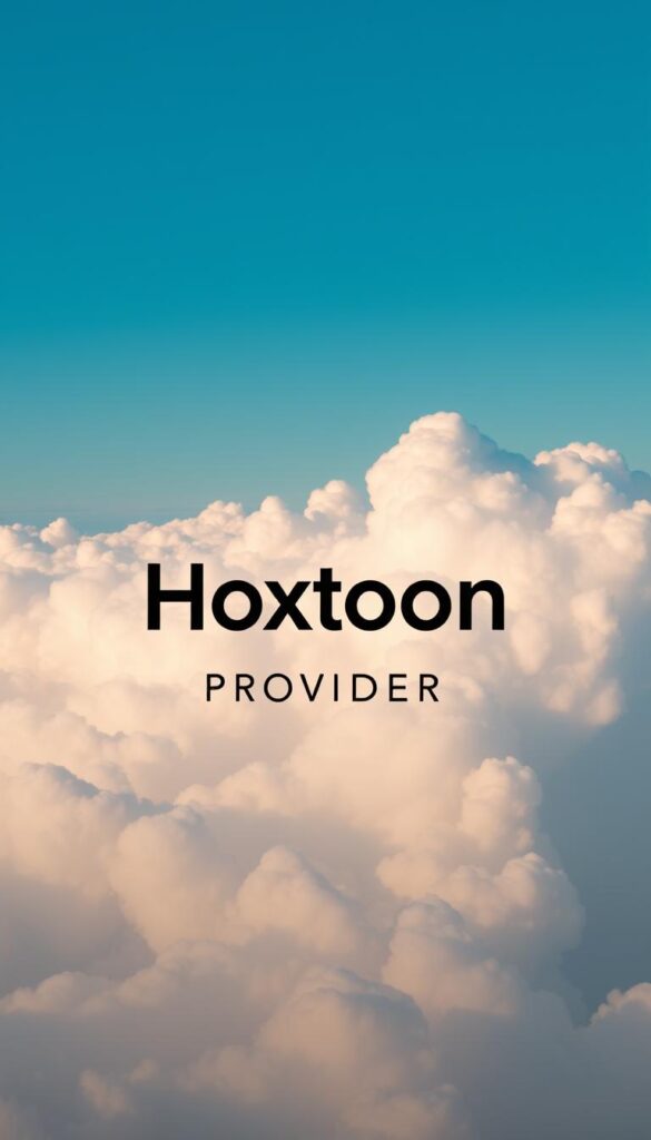 A sleek and modern logo for the "Hoxtoon Provider" brand, set against a backdrop of a cloud-filled sky. The logo is prominently displayed in the center, with a clean and bold typeface that conveys a sense of professionalism and reliability. The image has a warm, ethereal lighting that creates a sense of quality and prestige. The overall composition is well-balanced, with the logo occupying the foreground and the sky providing a serene and calming middle ground. The image should inspire a sense of trust and confidence in the Hoxtoon Provider brand.