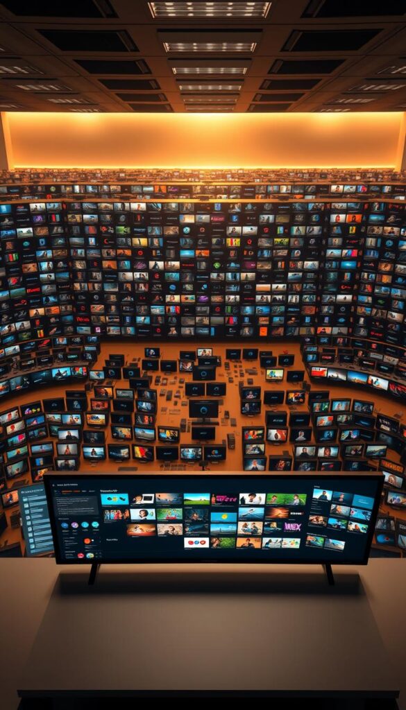 A sprawling library of entertainment, HOXTOON Provider's 21,000+ channel collection stretches across a vast, meticulously organized digital landscape. In the foreground, a sleek, minimalist interface invites exploration, its clean lines and subtle highlights guiding the viewer through a maze of curated content. The middle ground reveals an intricate network of category tabs and genre-specific sections, each promising a unique window into a boundless multimedia universe. In the background, a subtle glow emanates from the servers powering this expansive catalog, hinting at the advanced technology that drives HOXTOON Provider's comprehensive streaming experience. Warm, muted tones lend an air of sophistication, while a sense of depth and dimensionality conveys the sheer scale of this unparalleled channel library.