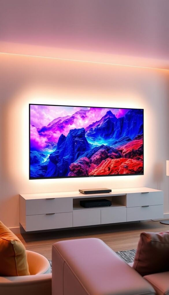 A stunning high-definition television display showcases the vivid, crystal-clear picture quality of Hoxtoon Provider's premium IPTV channels. Meticulously crafted with a sleek, modern design, the screen presents a mesmerizing array of vibrant colors and sharp details, immersing the viewer in a cinematic experience. Soft, diffused lighting from behind the display creates a warm, inviting ambiance, while a subtle, minimalist frame enhances the screen's captivating visuals. The elegant, understated aesthetic seamlessly blends with the high-tech capabilities, delivering a premium entertainment solution that elevates the streaming experience to new heights.