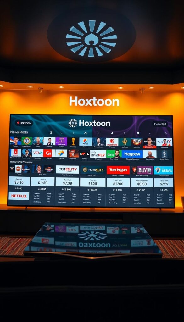 A stunning, high-quality visual representation of "premium IPTV for Indian sports" with a focus on the Hoxtoon Provider subscription plans and pricing details. The image depicts a sleek, modern interface showcasing the Hoxtoon logo, an array of popular Indian sports channels, and detailed pricing information. The scene is illuminated by warm, soft lighting, creating a premium, professional atmosphere. The layout is clean and well-organized, highlighting the key features and benefits of the Hoxtoon IPTV service. The image conveys a sense of reliability, accessibility, and the ultimate viewing experience for Indian sports enthusiasts in the USA.