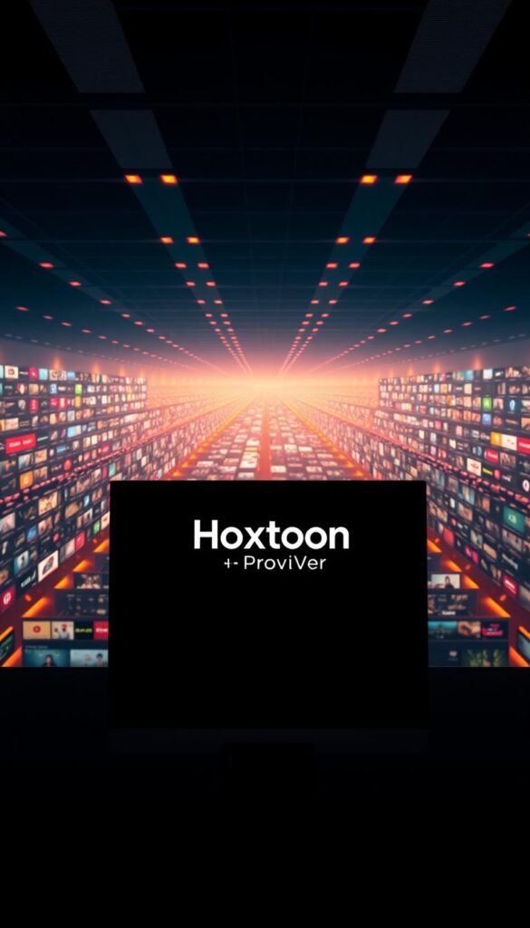 A vast array of channels stretching into the distance, illuminated by warm, cinematic lighting. A sleek, modern user interface with the Hoxtoon Provider logo prominently displayed, showcasing an extensive selection of over 21,000 channels catering to diverse interests. The foreground features a clean, minimalist design with intuitive navigation, while the middle ground depicts a vast network of content options. The background suggests a sense of infinite possibilities, with subtle patterns and textures that evoke the depth and breadth of the channel selection. The overall mood is one of professional sophistication and technological prowess, inviting the viewer to explore the unparalleled entertainment options offered by Hoxtoon Provider.