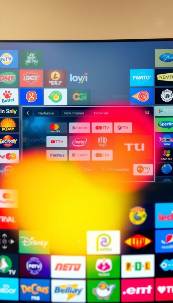 A vibrant and visually stunning display of high-quality IPTV channels, showcasing the comprehensive content offerings of the Hoxtoon Provider. In the foreground, a dynamic mosaic of various channel logos and thumbnails, each radiating a sense of clarity and vibrancy. The middle ground features a sleek and modern interface, with intuitive menus and navigation tools, hinting at the user-friendly experience. In the background, a subtle gradient backdrop sets the tone, creating a sense of depth and professionalism. The overall composition is enhanced by warm, natural lighting and a shallow depth of field, drawing the viewer's focus to the central elements. This image reflects the breadth and quality of the Hoxtoon Provider's content categories and special features.