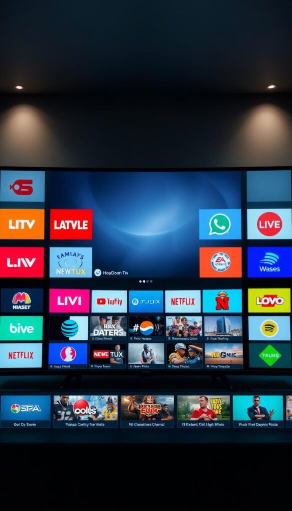 A vibrant array of live TV channels displayed on a sleek, modern interface, showcasing the extensive library of HOXTOON Provider. The foreground features a grid of channel logos, each crisp and vivid, inviting the viewer to explore the diverse content. The middle ground presents a series of thumbnail previews, offering a glimpse into the programming. In the background, a soft, cinematic glow emanates, creating a sense of depth and sophistication. Lighting is natural and evenly distributed, highlighting the clean, minimalist design. The overall composition conveys the power and reliability of HOXTOON Provider, delivering a premium live TV experience.