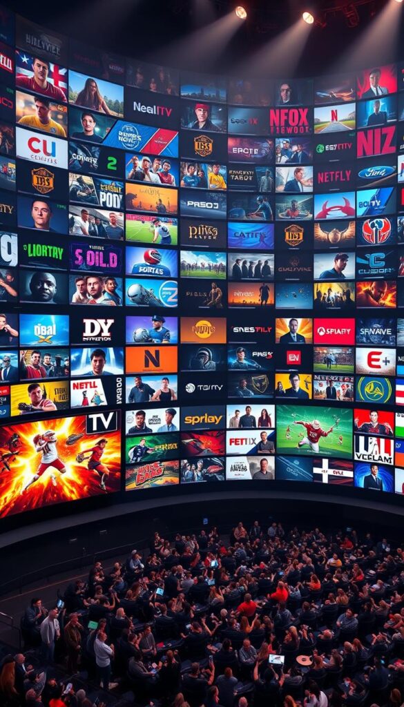 Sprawling high-definition streaming channels, a vibrant mosaic of entertainment. Hoxtoon Provider's 21,000+ channel library, presented in a sleek, modern interface. Crisp 4K resolution, rich colors, and a cinematic atmosphere. Varied content genres - sports, movies, news, and more - seamlessly integrated. Cutting-edge video codecs and adaptive bitrates, ensuring uninterrupted streaming. Immersive surround sound, bringing the experience to life. Intuitive navigation, enabling effortless channel surfing. Elegant lighting and cinematographic angles showcase the sheer scale and depth of the platform. A digital oasis of premium entertainment, curated by Hoxtoon Provider.