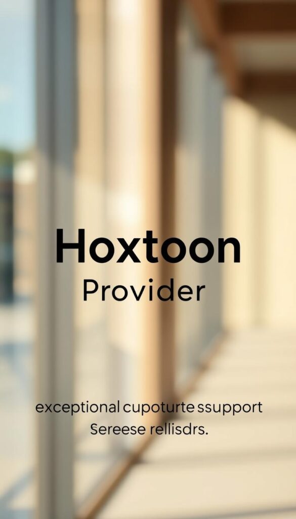 A close-up photograph of the Hoxtoon Provider logo, captured with a high-quality DSLR camera and a professional lens. The logo is prominently displayed in the center of the frame, surrounded by a soft, blurred background that suggests a modern, minimalist design aesthetic. The lighting is warm and natural, creating a sense of reliability and professionalism. The image conveys the brand's commitment to exceptional customer support and service reliability, as suggested by the section title.