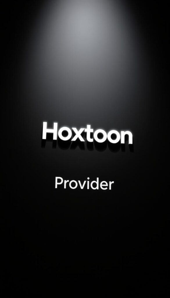 A close-up shot of the Hoxtoon Provider logo prominently displayed on a sleek, minimalist black and white background. The logo is rendered in a modern, clean font with a bold, high-contrast design. Subtle highlights and shadows create a sense of depth and dimension, giving the logo a premium, professional appearance. The overall composition is balanced and visually striking, conveying the reliability and quality of the Hoxtoon IPTV service. The lighting is soft and directional, creating a sense of sophistication and attention to detail. The image evokes a feeling of trust, dependability, and excellence in the IPTV industry.
