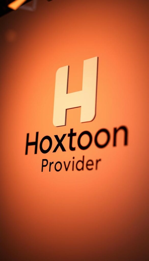 A high-quality, close-up shot of the Hoxtoon Provider logo, showcasing its sleek and modern design. The logo is prominently displayed against a soft, out-of-focus background, highlighting its visual appeal. The lighting is warm and slightly directional, creating depth and dimensionality. The camera angle is slightly elevated, giving the image a sense of authority and professionalism. The overall mood is one of reliability, trustworthiness, and technological sophistication, perfectly capturing the essence of Hoxtoon as a leading IPTV provider for Kodi users.