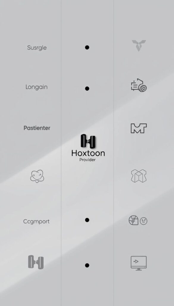 A high-quality, minimalist comparison of lifetime IPTV providers, featuring the Hoxtoon Provider prominently in the center. The image has a clean, sleek design with a light, airy atmosphere. The providers are displayed as elegant, monochrome icons or logos, neatly arranged in a grid layout. The Hoxtoon Provider icon stands out with a distinct, eye-catching design. Soft, directional lighting casts subtle shadows, adding depth and dimension. The overall mood is professional, informative, and visually appealing, suitable for an article on top lifetime IPTV server options.