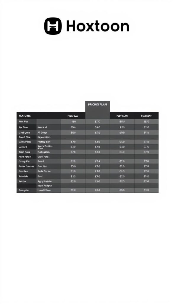 A high-quality, minimalistic table showcasing the pricing plans of the Hoxtoon Provider IPTV service, set against a clean, modern background. The table features crisp, well-organized rows and columns, highlighting the different plan options, their features, and corresponding prices in a clear, easy-to-read layout. The overall aesthetic conveys a sense of professionalism and attention to detail, effectively communicating the comprehensive pricing breakdown of the Hoxtoon IPTV service.