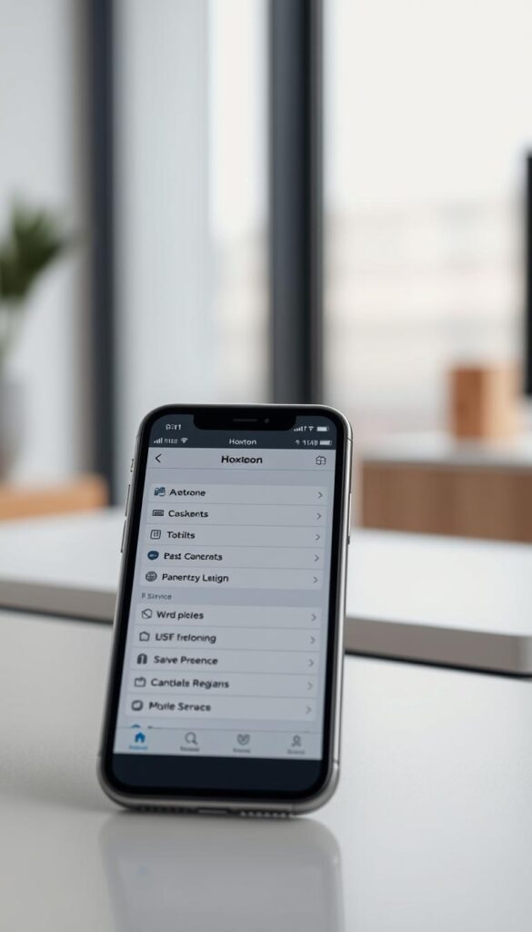 A highly detailed, photorealistic setup guide for the Hoxtoon IPTV app on an iPhone. The image shows a close-up of an iPhone screen displaying the Hoxtoon app interface, with clear menus and intuitive navigation. The foreground is crisp and well-lit, with a soft, blurred background showcasing a modern, minimalist home or office setting. The overall tone is sleek, professional, and instructive, guiding the viewer through the simple, step-by-step process of configuring the Hoxtoon IPTV service on their iOS device. The image conveys a sense of ease and confidence in using the app, highlighting its user-friendly design.