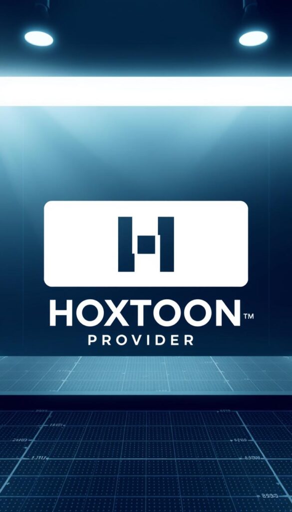 A modern, minimalist logo for the "Hoxtoon Provider" brand, showcased against a sleek, high-tech backdrop. The logo, featuring a bold, geometric "H" symbol, is prominently displayed in the center of the frame, surrounded by a subtle grid pattern and soft, diffused lighting. The overall aesthetic conveys a sense of professionalism, innovation, and reliability - qualities that would appeal to potential IPTV subscribers. The background is devoid of distractions, allowing the brand identity to take center stage and command attention.