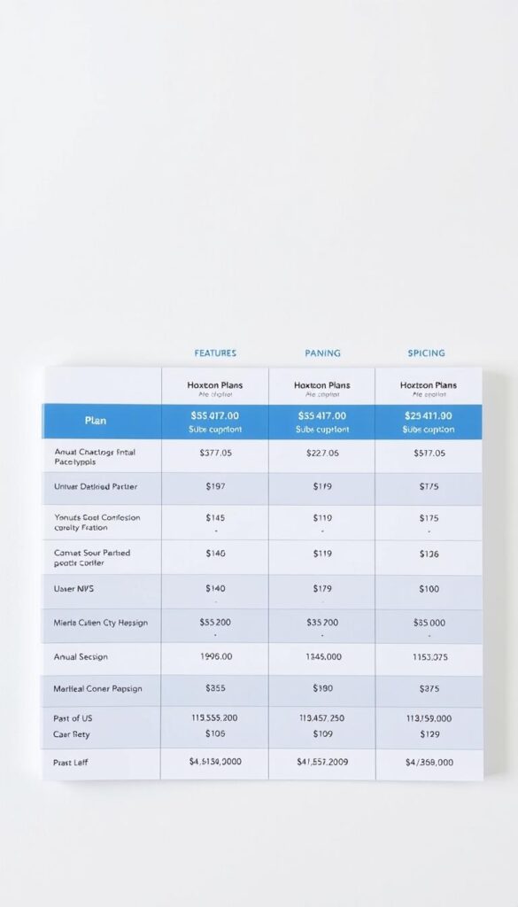 A neatly organized table comparing the subscription plans and pricing offered by the Hoxtoon IPTV provider, showcased against a minimalist, light-colored background. The table features clean lines, simple typography, and well-defined columns highlighting the plan names, features, and monthly/annual costs. The overall aesthetic conveys a sense of professionalism and attention to detail, complementing the subject matter. The image should be captured with a high-quality lens, creating a crisp and visually appealing representation of the Hoxtoon IPTV subscription details.