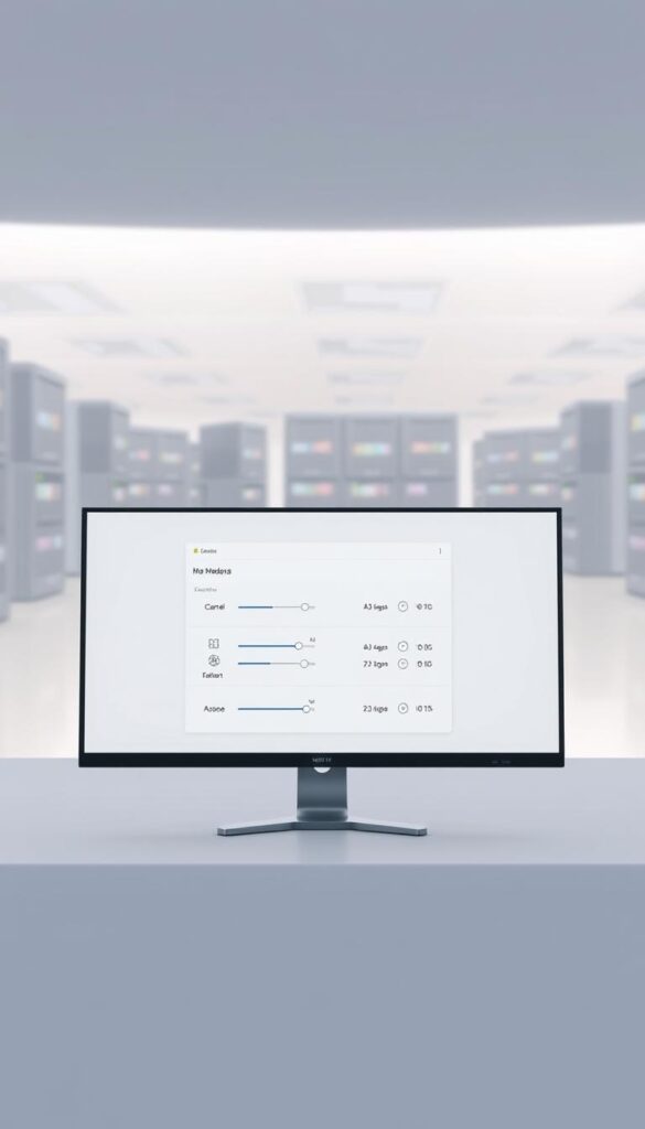 A serene and minimalist digital illustration showcasing IPTV streaming quality optimization. In the foreground, a desktop computer display presents a sleek and intuitive user interface for the Hoxtoon Provider platform, its clean lines and muted color palette conveying a sense of effortless control. The middle ground features a series of adjustable parameters and settings, represented by subtle icons and sliders, allowing the user to fine-tune their IPTV experience. The background depicts a softly blurred network of servers and data centers, hinting at the robust infrastructure powering the Hoxtoon Provider service. The overall atmosphere is one of technological sophistication and user-centric design, inviting the viewer to explore the possibilities of optimizing their IPTV streaming quality.