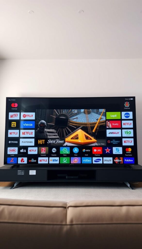 A sleek and modern IPTV interface showcasing the extensive channel selection of the Hoxtoon Provider. In the foreground, a stylized grid of channel logos and icons, each one crisp and vibrant. The middle ground features a large, high-definition video player, showcasing the premium content available. In the background, a minimalist and elegant design, with clean lines and a subtle color palette that exudes a sense of sophistication. The lighting is soft and evenly distributed, creating a warm and inviting atmosphere. The camera angle is slightly elevated, providing a comprehensive view of the interface's features and functionality. The overall impression is one of a premium, feature-rich IPTV service that caters to the discerning viewer.