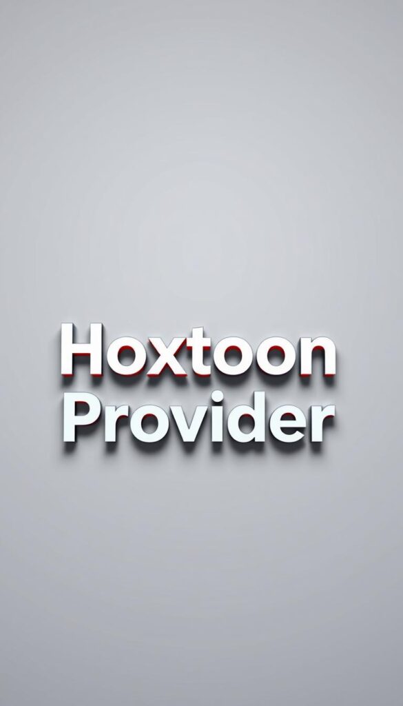 A sleek and modern corporate logo for the "Hoxtoon Provider" IPTV service, rendered in a high-quality, 3D-like illustration. The logo is centered in the frame against a clean, minimalist background, with subtle lighting and shadows to give it depth and dimension. The typography is bold and legible, with the "Hoxtoon" name prominently displayed. The overall design conveys a sense of reliability, professionalism, and technological sophistication, reflecting Hoxtoon's position as a leading IPTV provider in America.