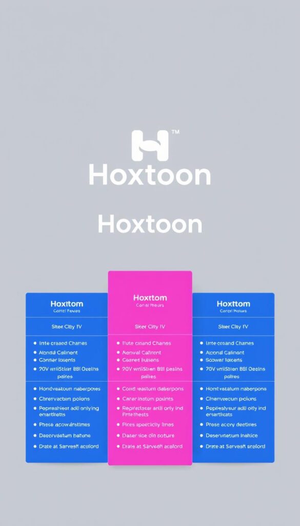 A sleek and modern illustration of the Hoxtoon Provider IPTV subscription plans. The foreground showcases three distinct plan offerings, each with a clean layout, pricing details, and a concise description of the included features. The middle ground highlights the Hoxtoon logo, prominently displayed to establish the brand identity. The background has a subtle gradient, creating depth and a professional, high-quality aesthetic. The overall composition is balanced, with a focus on clarity and visual appeal to effectively communicate the subscription options.