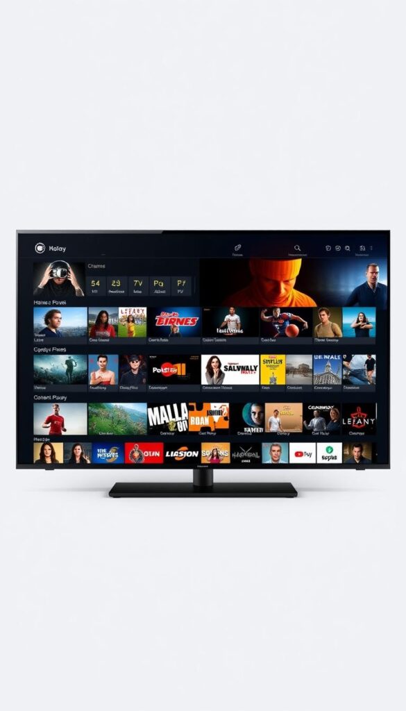 A sleek and visually appealing content library interface for the "Hoxtoon Provider" IPTV service. The screen displays a wide selection of channels and on-demand content, organized into intuitive categories. The layout features a clean, minimalist design with high-resolution thumbnails, sharp typography, and a dark color scheme that creates a cinematic atmosphere. The foreground showcases the diverse programming options, ranging from live news and sports to the latest movies and TV shows. The middle ground highlights the seamless navigation and search functionality, allowing users to easily browse and discover new content. The background subtly suggests the global reach and reliability of the "Hoxtoon Provider" platform, with a subtle world map or satellite imagery providing a sense of scale and connectivity. The overall impression is one of a comprehensive, user-friendly, and visually striking IPTV content library.