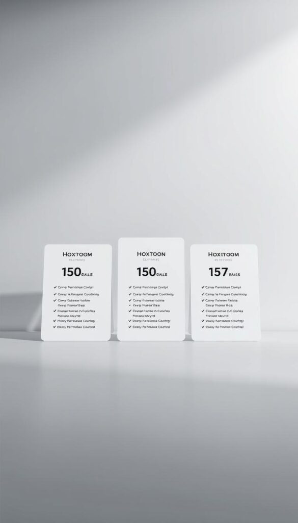 A sleek, minimalist interface showcasing the IPTV subscription plans offered by the Hoxtoon Provider. In the foreground, three plan tiers are displayed on clean, stylized cards, each highlighting key features and pricing. The middle ground features a subtle gradient background, creating depth and a sense of premium quality. Soft, indirect lighting illuminates the scene, conveying a professional and trustworthy atmosphere. The overall composition emphasizes simplicity, clarity, and the value proposition of the Hoxtoon IPTV service.