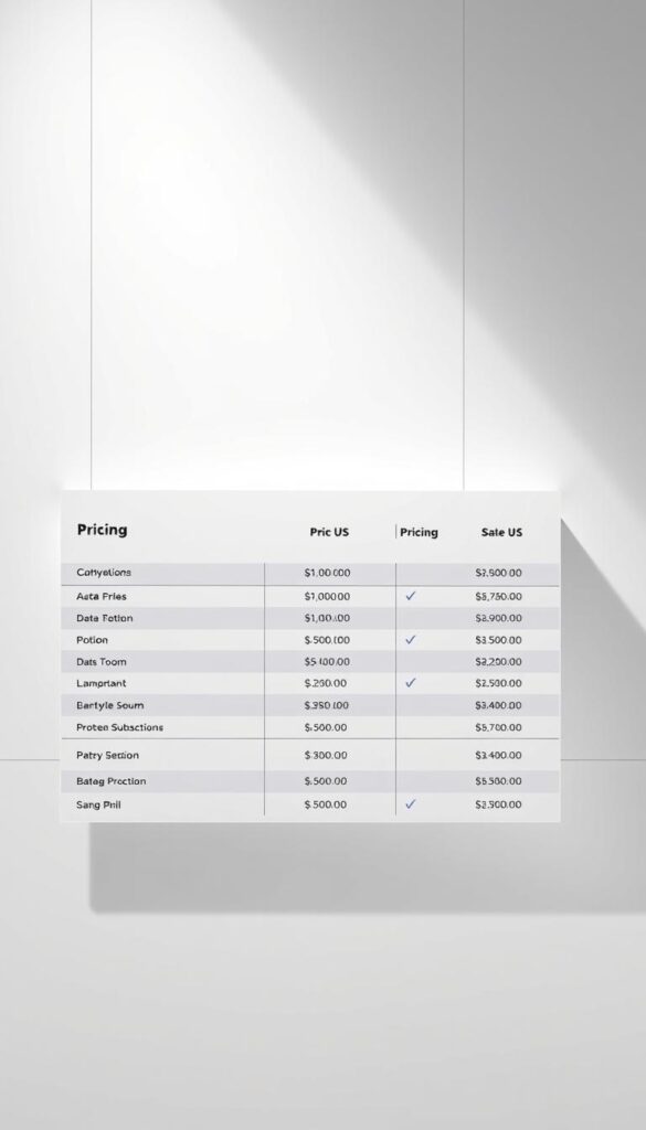 A sleek, minimalist table displaying the pricing tiers for a "Hoxtoon Provider" IPTV lifetime subscription service in the UK. The table is set against a clean, white background with subtle grid lines, creating a professional and informative layout. The pricing details are presented in a clear, easy-to-read format, with different subscription plans and their corresponding costs highlighted. The overall composition conveys a sense of reliability and transparency, suitable for an article on the best IPTV lifetime subscription providers in the UK.