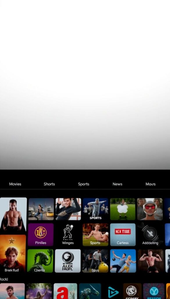 A sleek, modern interface showcasing the content categories of a premium IPTV service, "Hoxtoon Provider". In the foreground, a grid of colorful, high-definition icons representing various genres like movies, TV shows, sports, news, and more. In the middle ground, a subtle dropdown menu system allows for easy navigation and selection. The background features a minimalist, gradient-based design with a soft, diffused lighting that creates a sense of depth and sophistication. The overall composition conveys a polished, user-friendly experience for discovering and accessing diverse IPTV content.